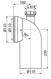 Колено для унитаза AlcaPlast 90° с присоединением A90-90P40